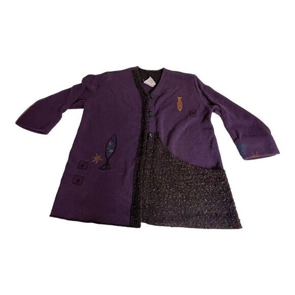 Vintage Play Alegre Linen Shirt Jacket M Hand Painted Art to Wear Fish Nautical - Picture 1 of 8